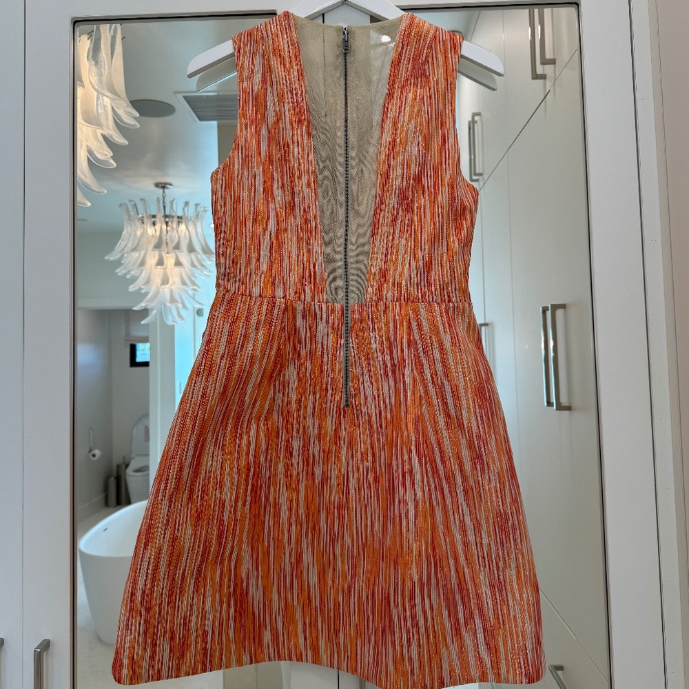 Alice + Olivia Deep Plunge Multi-color Mini Dress - Size 6 - Picture 11 of 13